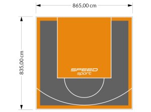 72M2/835X865CM GRAFITOWO-POMARAŃCZOWE BOISKO DO KOSZYKÓWKI SPEEDSPORT HEXA POWER PRO