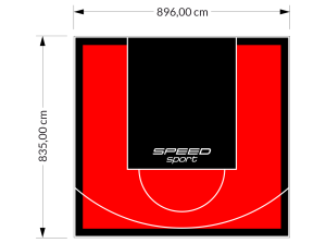 75M2/835X896CM CZERWONO-CZARNE BOISKO DO KOSZYKÓWKI SPEEDSPORT HEXA POWER PRO