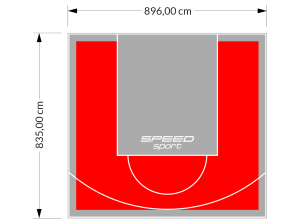 75M2/835X896CM CZERWONO-SZARE BOISKO DO KOSZYKÓWKI SPEEDSPORT HEXA POWER PRO
