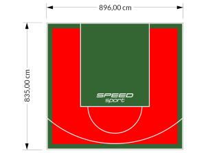 75M2/835X896CM CZERWONO-ZIELONE BOISKO DO KOSZYKÓWKI SPEEDSPORT HEXA POWER PRO
