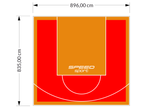 75M2/835X896CM CZERWONO-POMARAŃCZOWE BOISKO DO KOSZYKÓWKI SPEEDSPORT HEXA POWER PRO
