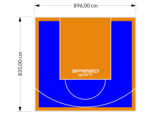 75M2/835X896CM NIEBIESKO-POMARAŃCZOWE BOISKO DO KOSZYKÓWKI SPEEDSPORT HEXA POWER PRO