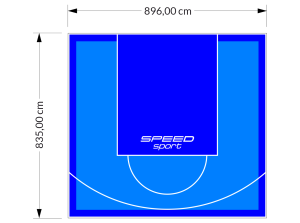 75M2/835X896CM BŁĘKITNO-NIEBIESKIE BOISKO DO KOSZYKÓWKI SPEEDSPORT HEXA POWER PRO