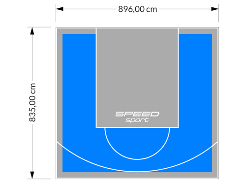 75M2/835X896CM BŁĘKITNO-SZARE BOISKO DO KOSZYKÓWKI SPEEDSPORT HEXA POWER PRO