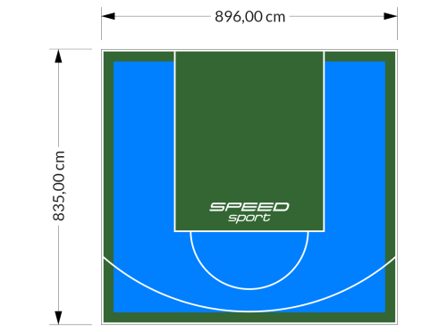 75M2/835X896CM BŁĘKITNO-ZIELONE BOISKO DO KOSZYKÓWKI SPEEDSPORT HEXA POWER PRO
