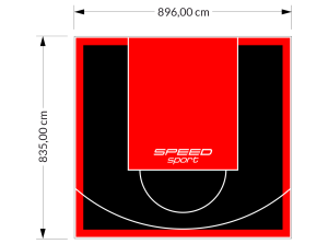 75M2/835X896CM CZARNO-CZERWONE BOISKO DO KOSZYKÓWKI SPEEDSPORT HEXA POWER PRO