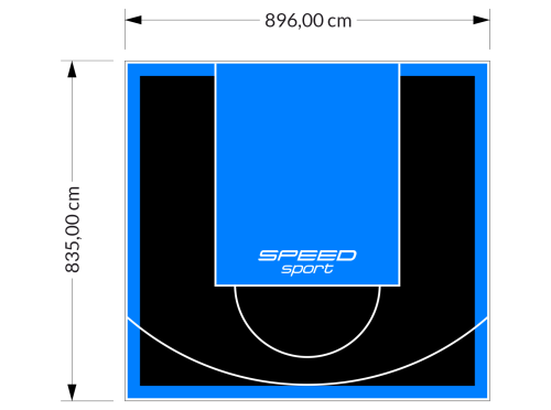 75M2/835X896CM CZARNO-BŁĘKITNE BOISKO DO KOSZYKÓWKI SPEEDSPORT HEXA POWER PRO