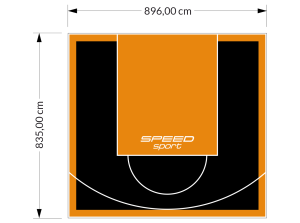 75M2/835X896CM CZARNO-POMARAŃCZOWE BOISKO DO KOSZYKÓWKI SPEEDSPORT HEXA POWER PRO