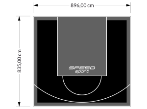 75M2/835X896CM CZARNO-GRAFITOWE BOISKO DO KOSZYKÓWKI SPEEDSPORT HEXA POWER PRO