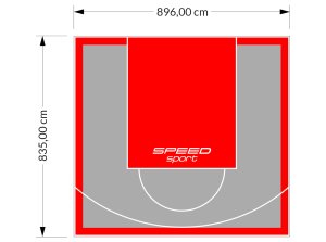 75M2/835X896CM SZARO-CZERWONE BOISKO DO KOSZYKÓWKI SPEEDSPORT HEXA POWER PRO