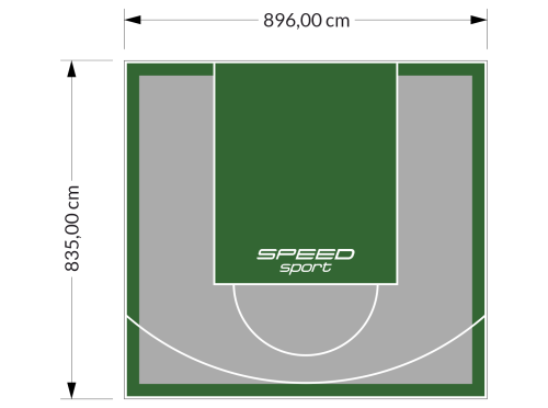 75M2/835X896CM SZARO-ZIELONE BOISKO DO KOSZYKÓWKI SPEEDSPORT HEXA POWER PRO