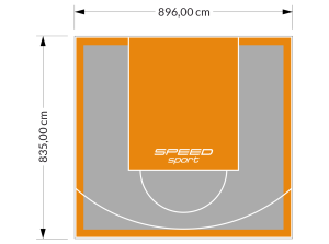 75M2/835X896CM SZARO-POMARAŃCZOWE BOISKO DO KOSZYKÓWKI SPEEDSPORT HEXA POWER PRO