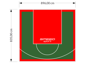 75M2/835X896CM ZIELONO-CZERWONE BOISKO DO KOSZYKÓWKI SPEEDSPORT HEXA POWER PRO