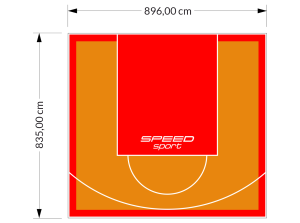 75M2/835X896CM POMARAŃCZOWO-CZERWONE BOISKO DO KOSZYKÓWKI SPEEDSPORT HEXA POWER PRO