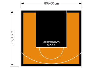 75M2/835X896CM POMARAŃCZOWO-CZARNE BOISKO DO KOSZYKÓWKI SPEEDSPORT HEXA POWER PRO