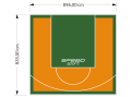 75M2/835X896CM POMARAŃCZOWO-ZIELONE BOISKO DO KOSZYKÓWKI SPEEDSPORT HEXA POWER PRO