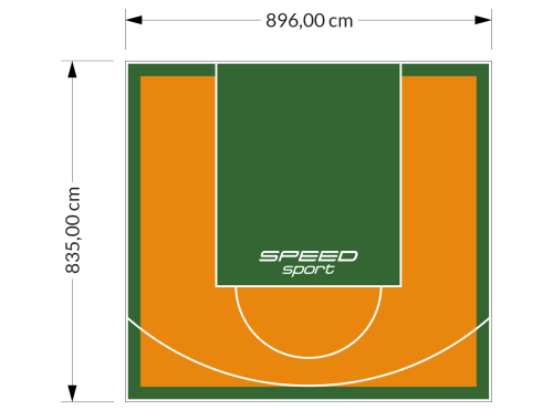 75M2/835X896CM POMARAŃCZOWO-ZIELONE BOISKO DO KOSZYKÓWKI SPEEDSPORT HEXA POWER PRO
