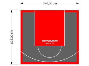 75M2/835X896CM GRAFITOWO-CZERWONE BOISKO DO KOSZYKÓWKI SPEEDSPORT HEXA POWER PRO