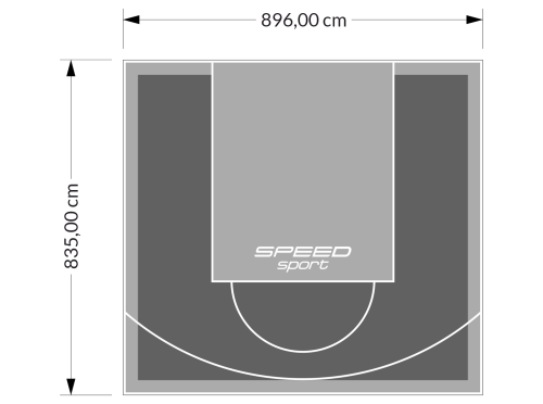 75M2/835X896CM GRAFITOWO-SZARE BOISKO DO KOSZYKÓWKI SPEEDSPORT HEXA POWER PRO