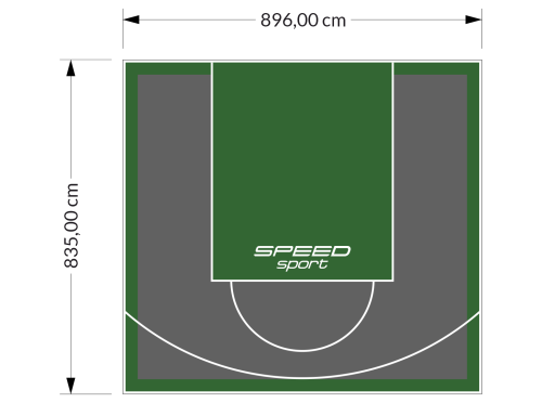 75M2/835X896CM GRAFITOWO-ZIELONE BOISKO DO KOSZYKÓWKI SPEEDSPORT HEXA POWER PRO