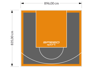 75M2/835X896CM GRAFITOWO-POMARAŃCZOWE BOISKO DO KOSZYKÓWKI SPEEDSPORT HEXA POWER PRO