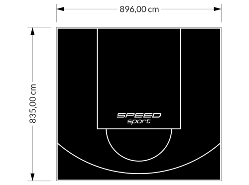 75M2/835X896CM CZARNE BOISKO DO KOSZYKÓWKI SPEEDSPORT HEXA POWER PRO