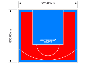 77M2/835X926CM CZERWONO-BŁĘKITNE BOISKO DO KOSZYKÓWKI SPEEDSPORT HEXA POWER PRO
