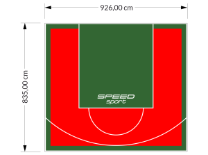77M2/835X926CM CZERWONO-ZIELONE BOISKO DO KOSZYKÓWKI SPEEDSPORT HEXA POWER PRO