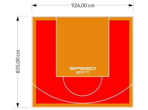 77M2/835X926CM CZERWONO-POMARAŃCZOWE BOISKO DO KOSZYKÓWKI SPEEDSPORT HEXA POWER PRO
