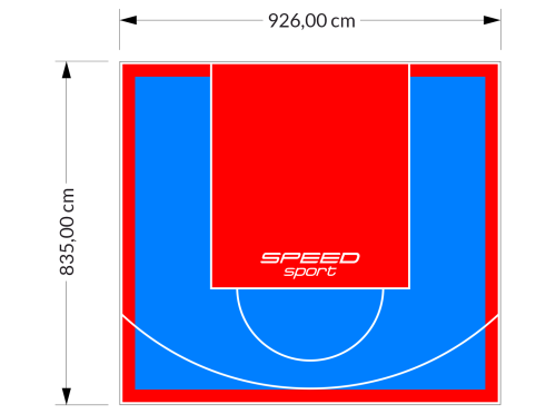 77M2/835X926CM BŁĘKITNO-CZERWONE BOISKO DO KOSZYKÓWKI SPEEDSPORT HEXA POWER PRO