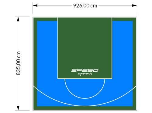 77M2/835X926CM BŁĘKITNO-ZIELONE BOISKO DO KOSZYKÓWKI SPEEDSPORT HEXA POWER PRO