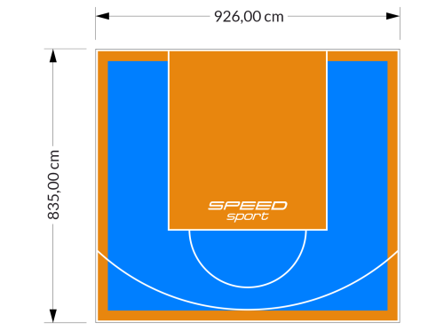 77M2/835X926CM BŁĘKITNO-POMARAŃCZOWE BOISKO DO KOSZYKÓWKI SPEEDSPORT HEXA POWER PRO