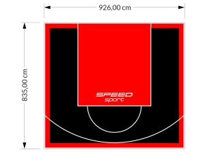 77M2/835X926CM CZARNO-CZERWONE BOISKO DO KOSZYKÓWKI SPEEDSPORT HEXA POWER PRO