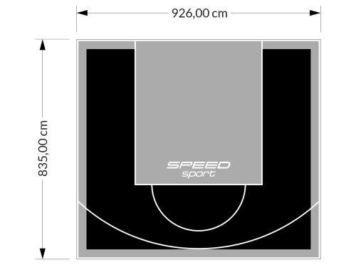77M2/835X926CM CZARNO-SZARE BOISKO DO KOSZYKÓWKI SPEEDSPORT HEXA POWER PRO