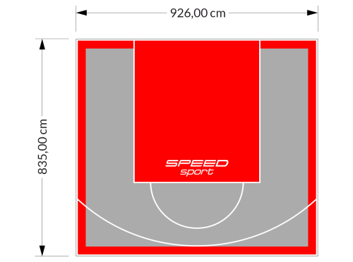 77M2/835X926CM SZARO-CZERWONE BOISKO DO KOSZYKÓWKI SPEEDSPORT HEXA POWER PRO