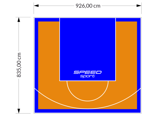 77M2/835X926CM POMARAŃCZOWO-NIEBIESKIE BOISKO DO KOSZYKÓWKI SPEEDSPORT HEXA POWER PRO