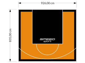 77M2/835X926CM POMARAŃCZOWO-CZARNE BOISKO DO KOSZYKÓWKI SPEEDSPORT HEXA POWER PRO