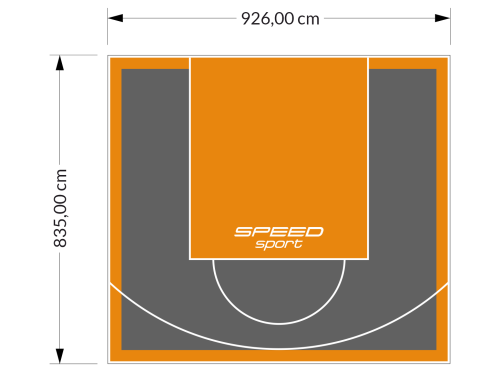 77M2/835X926CM GRAFITOWO-POMARAŃCZOWE BOISKO DO KOSZYKÓWKI SPEEDSPORT HEXA POWER PRO