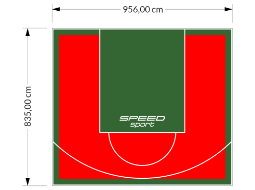 80M2/835X956CM CZERWONO-ZIELONE BOISKO DO KOSZYKÓWKI SPEEDSPORT HEXA POWER PRO