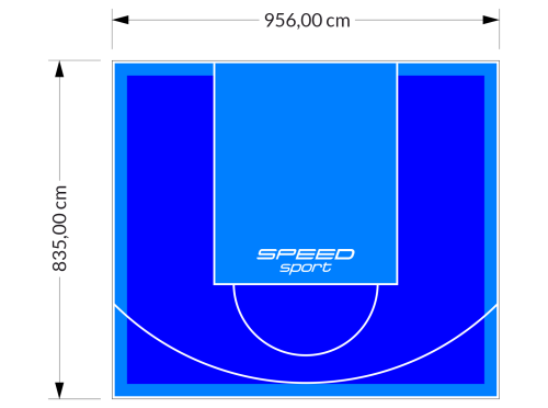 80M2/835X956CM NIEBIESKO-BŁĘKITNE BOISKO DO KOSZYKÓWKI SPEEDSPORT HEXA POWER PRO