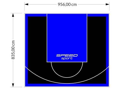 80M2/835X956CM CZARNO-NIEBIESKIE BOISKO DO KOSZYKÓWKI SPEEDSPORT HEXA POWER PRO