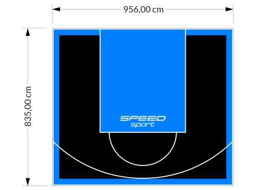 80M2/835X956CM CZARNO-BŁĘKITNE BOISKO DO KOSZYKÓWKI SPEEDSPORT HEXA POWER PRO
