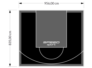 80M2/835X956CM CZARNO-GRAFITOWE BOISKO DO KOSZYKÓWKI SPEEDSPORT HEXA POWER PRO