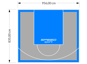 80M2/835X956CM SZARO-BŁĘKITNE BOISKO DO KOSZYKÓWKI SPEEDSPORT HEXA POWER PRO
