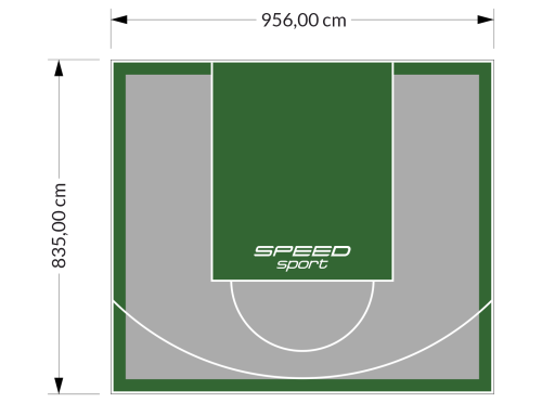 80M2/835X956CM SZARO-ZIELONE BOISKO DO KOSZYKÓWKI SPEEDSPORT HEXA POWER PRO