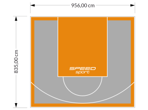 80M2/835X956CM SZARO-POMARAŃCZOWE BOISKO DO KOSZYKÓWKI SPEEDSPORT HEXA POWER PRO