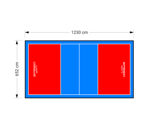 80M2/1230X652CM CZERWONO-BŁĘKITNE BOISKO DO SIATKÓWKI SPEEDSPORT HEXA POWER PRO