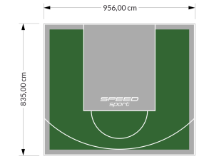 80M2/835X956CM ZIELONO-SZARE BOISKO DO KOSZYKÓWKI SPEEDSPORT HEXA POWER PRO