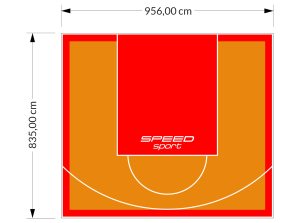 80M2/835X956CM POMARAŃCZOWO-CZERWONE BOISKO DO KOSZYKÓWKI SPEEDSPORT HEXA POWER PRO