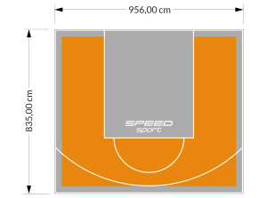 80M2/835X956CM POMARAŃCZOWO-SZARE BOISKO DO KOSZYKÓWKI SPEEDSPORT HEXA POWER PRO
